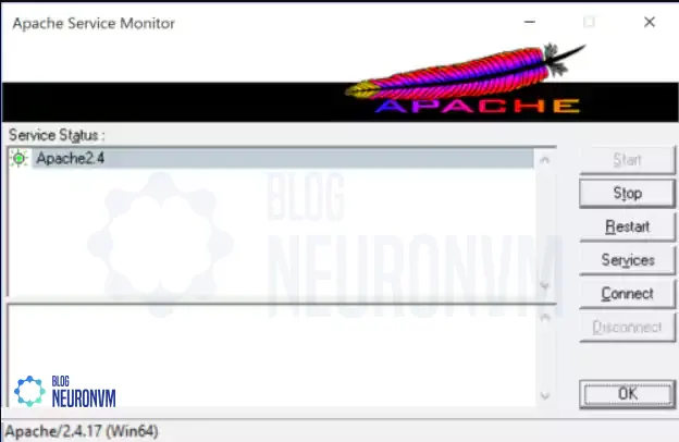 apache service monitor - setup and configure apache on admin rdp