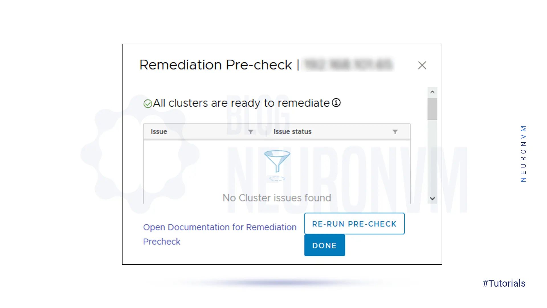 remediation pre-check vmware