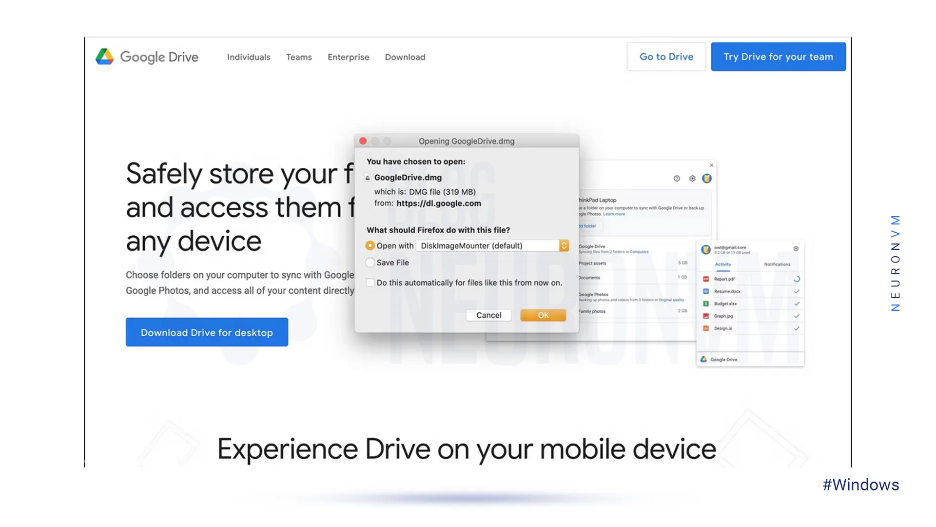 save google drive on desktop
