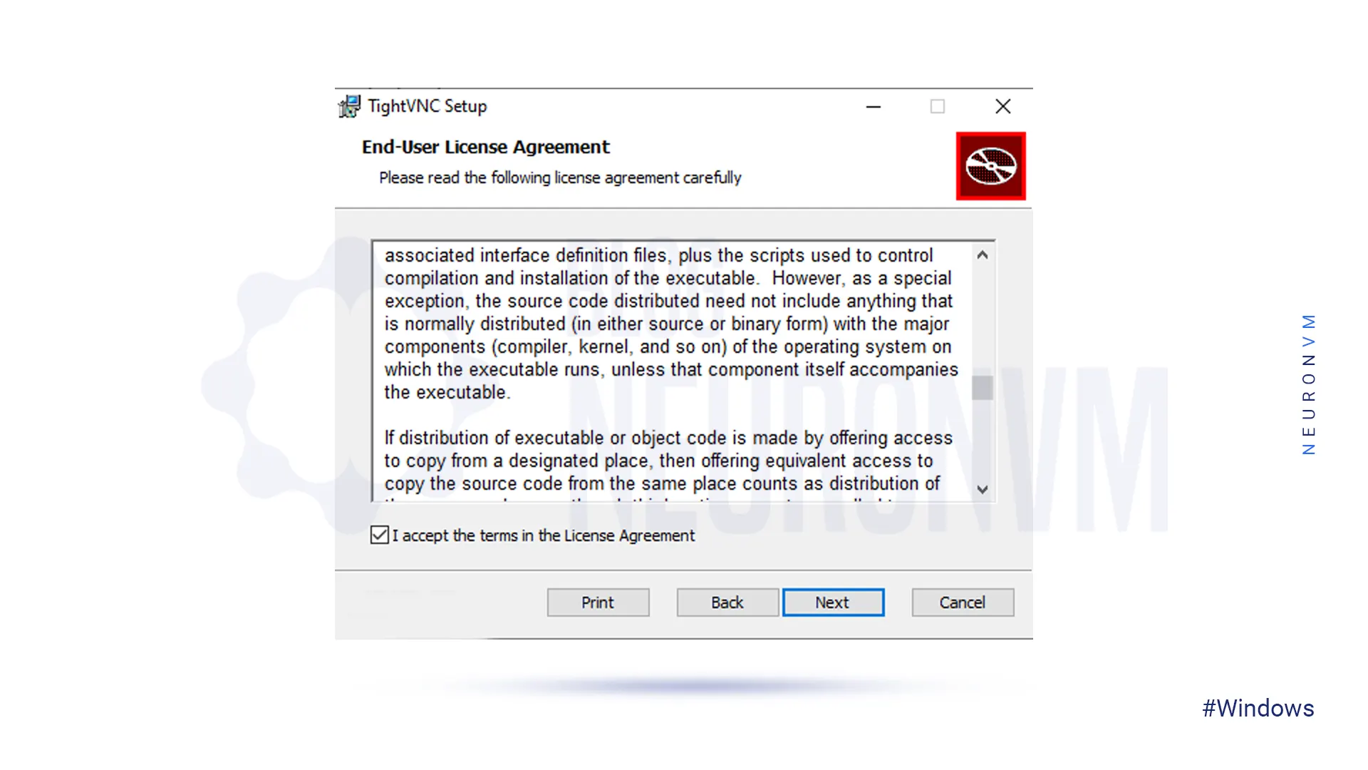 tightvnc license agreement