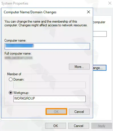 computer name-domain changes