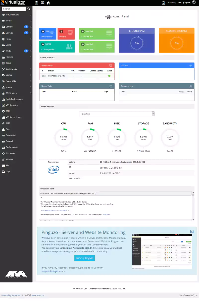 virtualizor dashboard