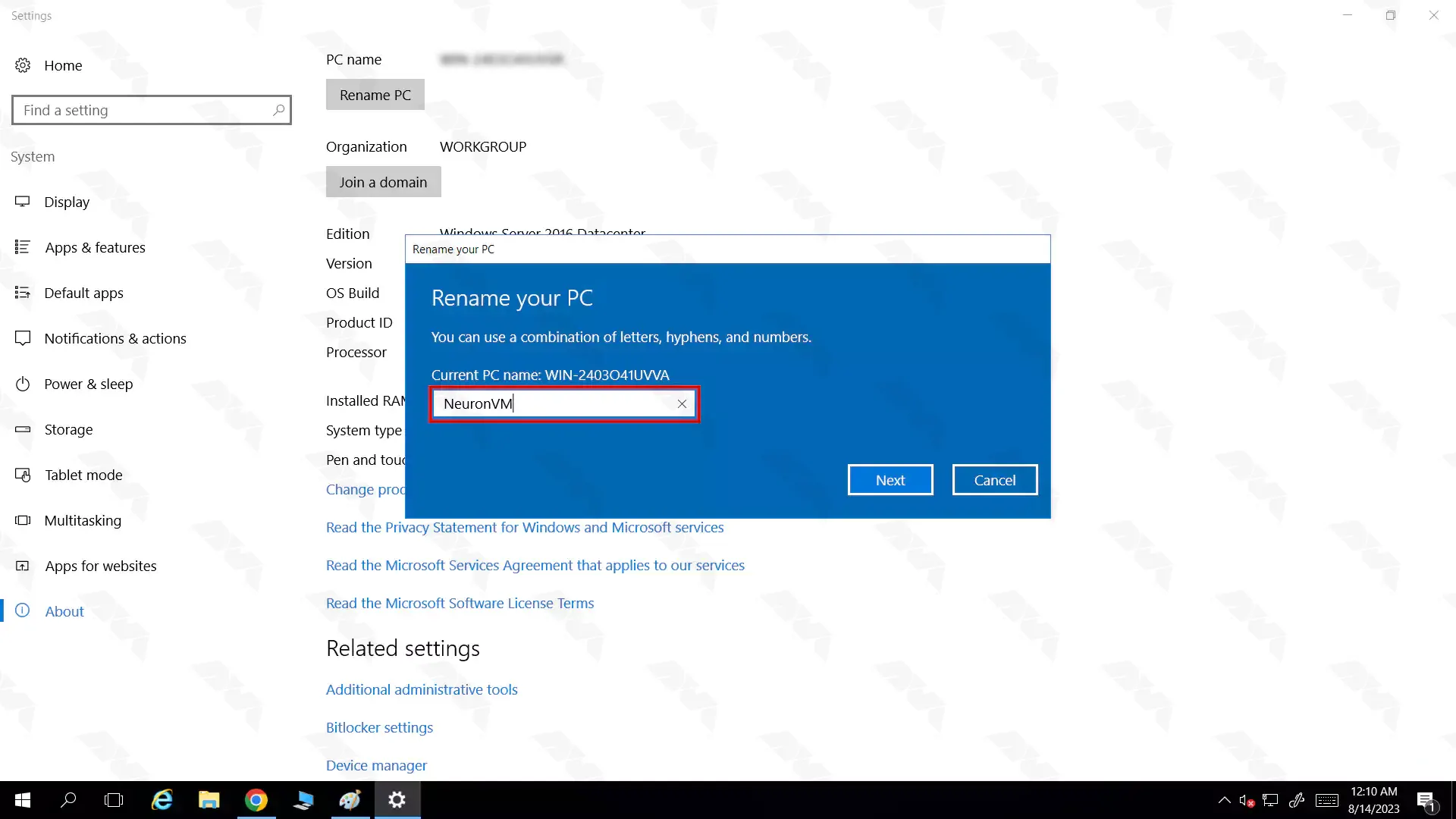 how to change pc name