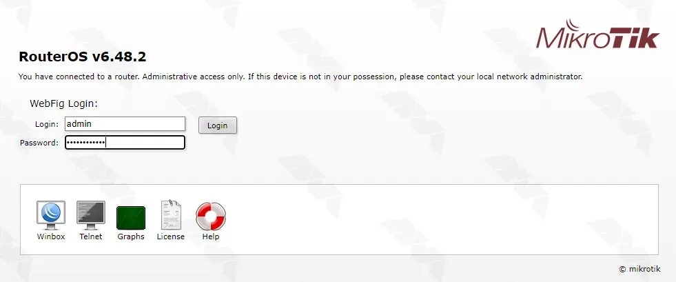 mikrotik login page