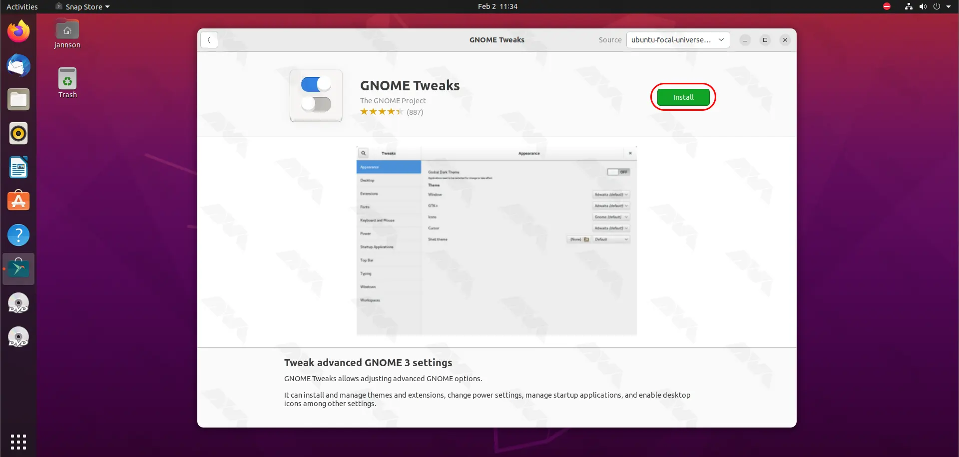 setup gnome tweaks on ubuntu 20.04